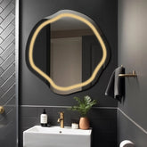 LED Spiegel Asymmetrisch Oval | Wandschalter-Steuerung | Warmweißes Licht - Reyze Seria Salono Model 1